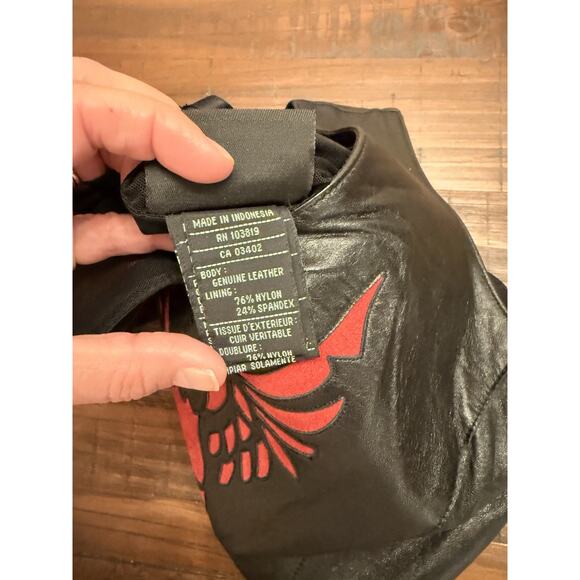 Harley-Davidson Women’s Leather Eagle Appliqué Top Black Red Size M 2002 - Picture 9 of 10